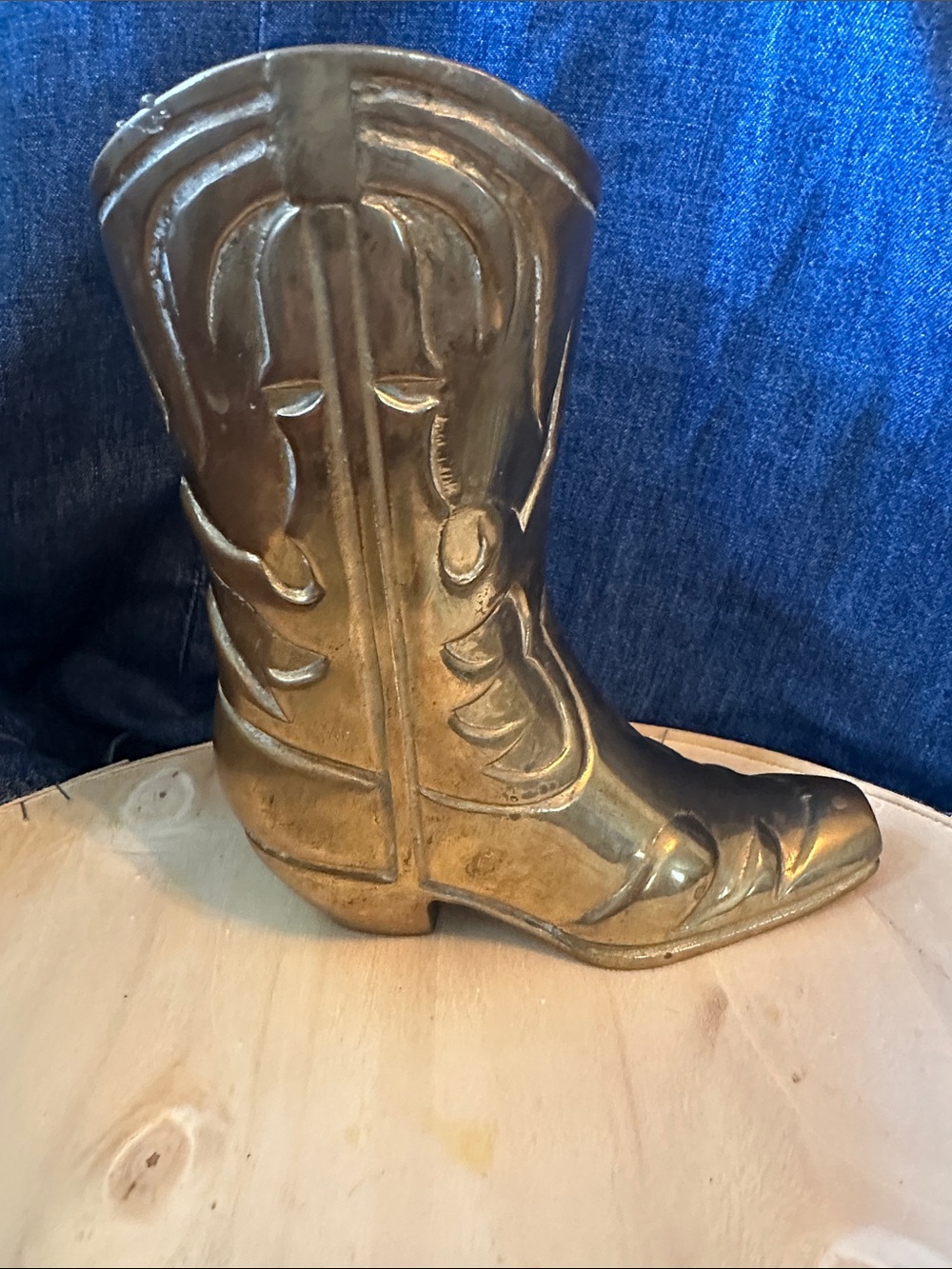 Brass Cowboy Boot Vase 7.5” Tall